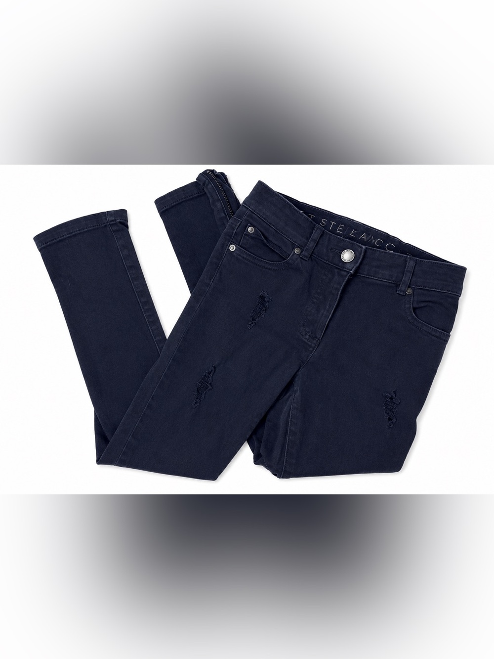 Stella McCartney Kids Black Distressed Skinny Jeans Size 6 Designer Denim